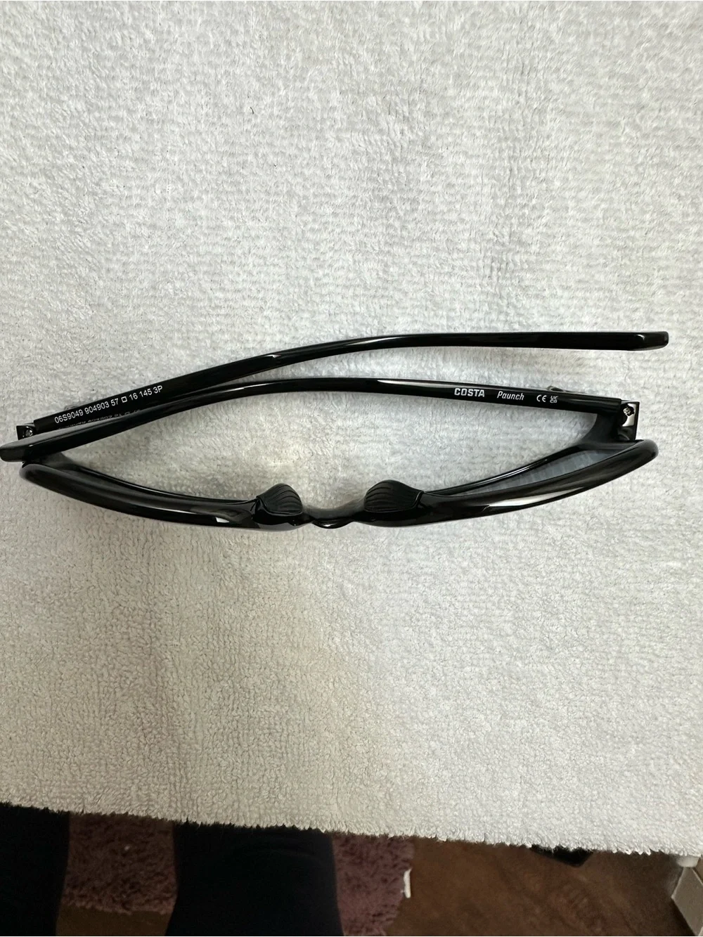 Costa Del Mar Paunch 580P Black Frame Sunglasses with Blue Lenses
